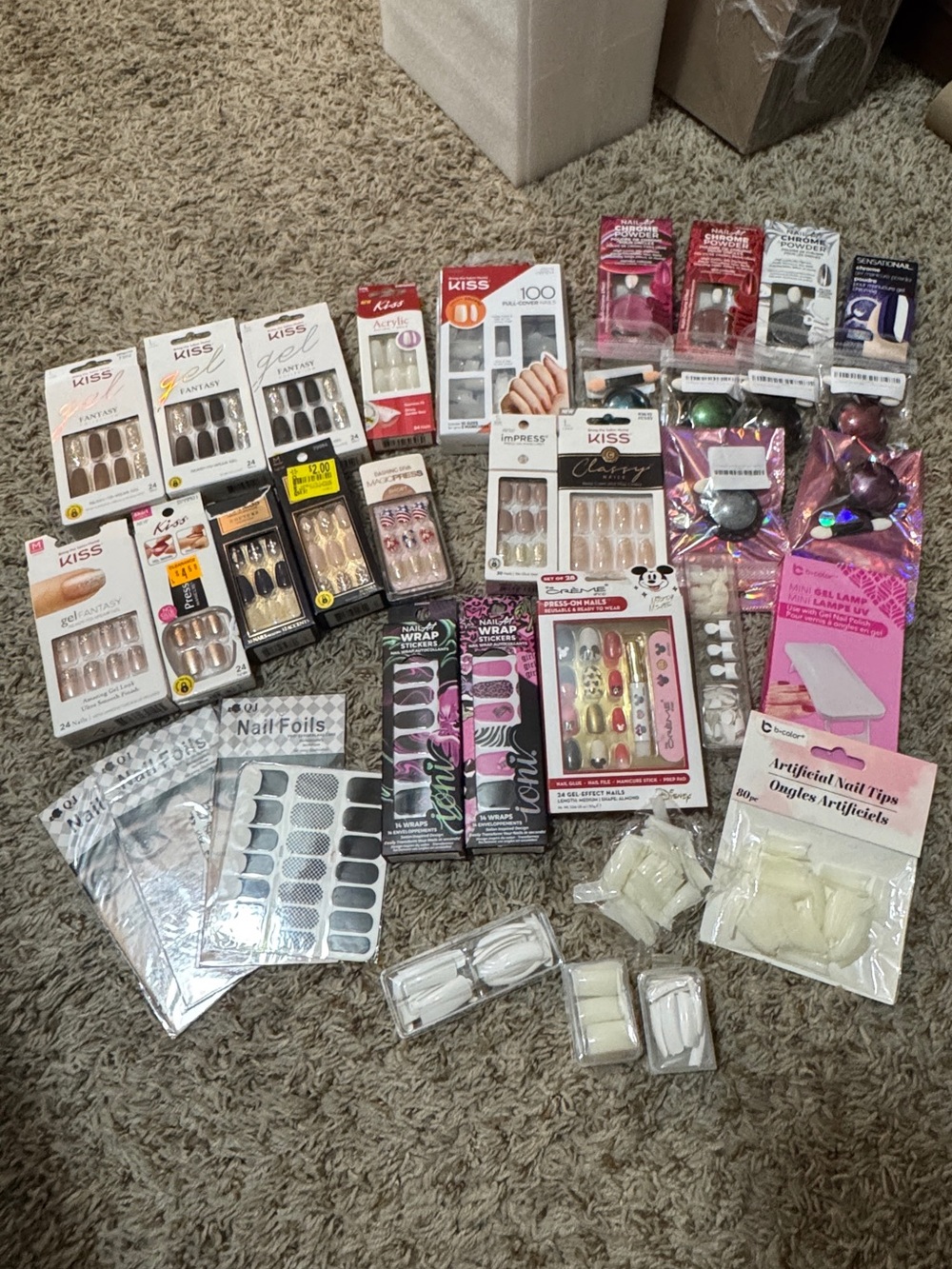 Kiss Assorted Press-On & Gel Look Nail Sets - White, Pink, Black, Gold